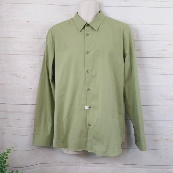 Calvin Klein Other - Calvin Klein Pale Pastel Green Striped Button Down LG